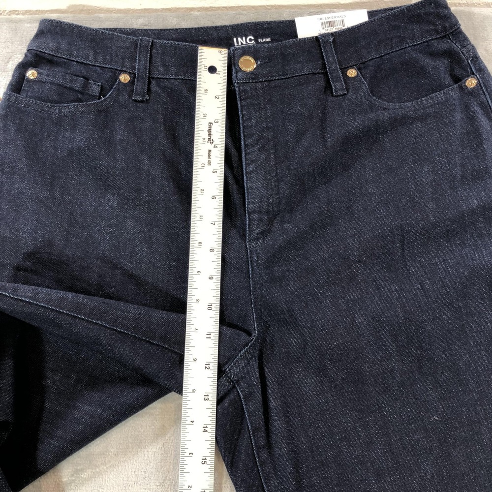 INC International Concepts Jeans Womens 16 Blue High Rise Flare Dark Wash Denim - Picture 8 of 16